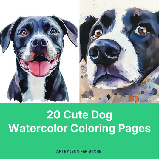 20 Cute Dog Watercolor Coloring Pages