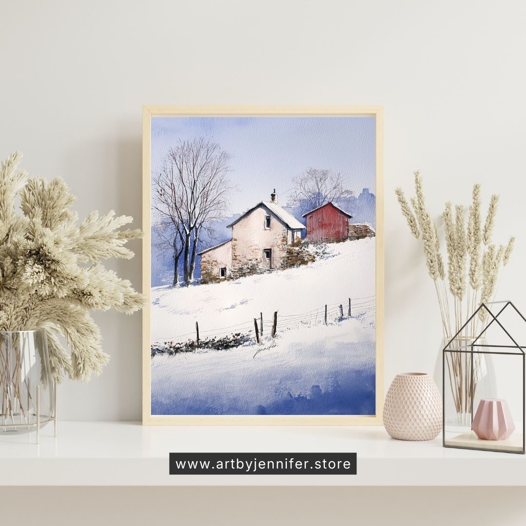 Rustic Winter Cottage Charm: Winter Landscape Printable
