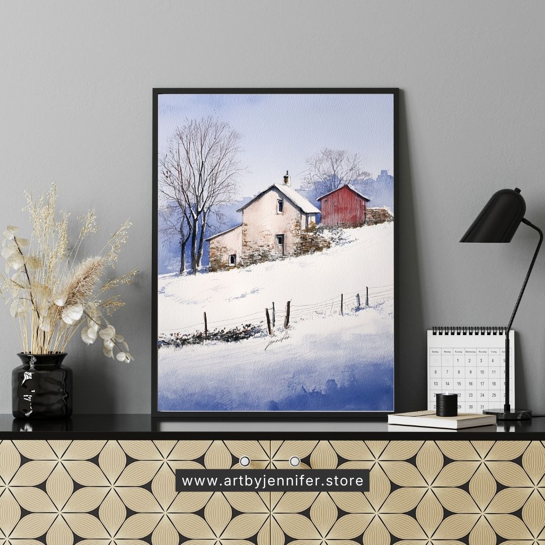 Rustic Winter Cottage Charm: Winter Landscape Printable