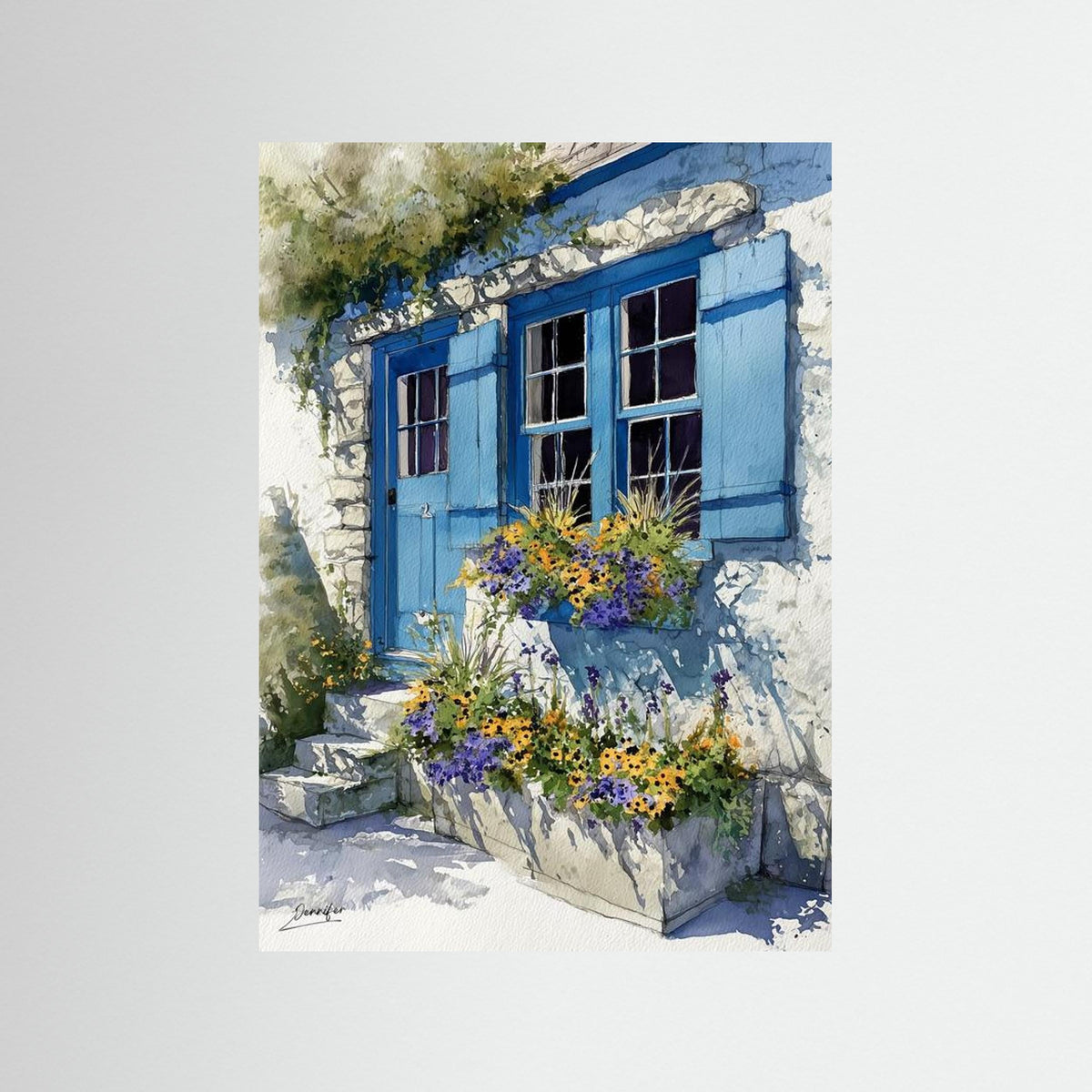Mediterranean Blue – Fine Art Watercolor Print